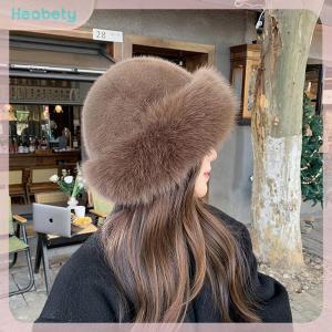 Heabety หมวกชาวประมงขนปุยหนาสำหรับผู้หญิงฤดูหนาวฝาครอบป้องกันหูผ้ากำมะหยี่กันลมหมวกอบอุ่นแฟชั่นหมวกปานามาผู้หญิง
