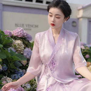 ชุดชาจีน สไตล์เซนวรรณกรรมจีน ชุดถังโบราณ สไตล์โบราณ ชุดฮั่นฟู ชุดพักผ่อนจีนประจำวัน ชุดกี่เพ้า