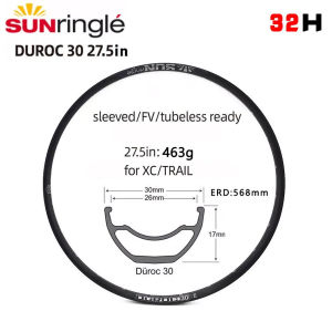 Vành Xe Đạp Sunringle DUROC 30 Tubeless Ready Hợp Kim Nhôm Siêu Nhẹ Mối Hàn Viền 27.5/29 Inch Tương Thích Lốp Không Săm Dành Cho Xe MTB/XC