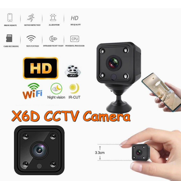 Neweva CCTV X6D Mini Camera 1080P HD CCTV Security Camera Webcam Wireless  Wifi Camera Connect to Cellphon for vlogging Night Vision Infrared Light