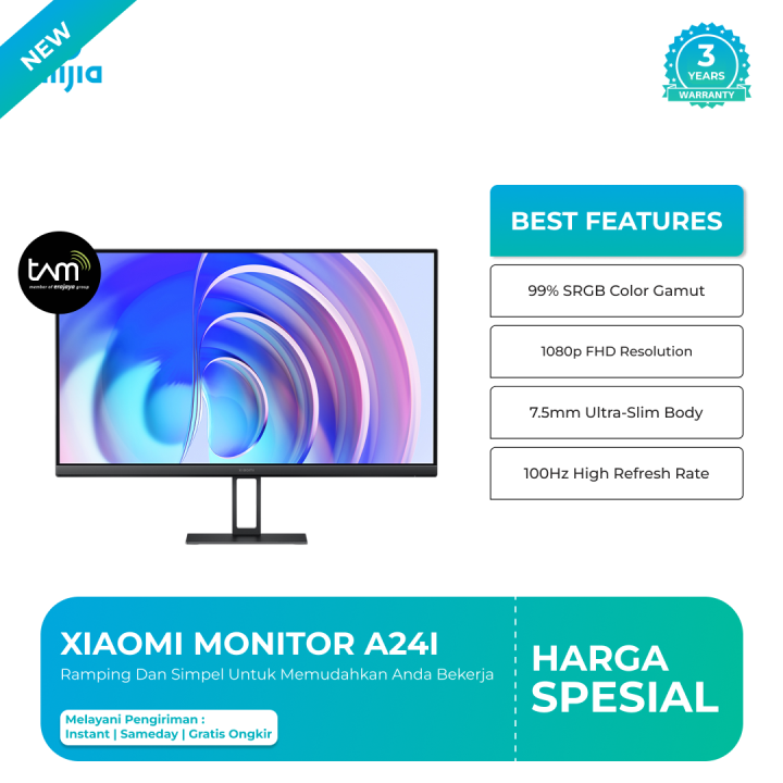 Xiaomi Mi Monitor 24" A24i FHD IPS 100Hz HDMI Ultra Slim Garansi Resmi ...