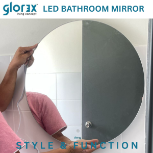 GLOREX TOUCH SCREEN FLAMELESS LED ROUND SHAPE 600MM MIRROR WITH 3 COLOUR TEMPERATURE