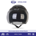 Helm Anak Bogo Polos Viral Untuk Usia 2 3 4 5 6 7 Tahun SNI Warna Cream Hitam Lucu Kaca Cembung. 