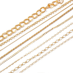 1 Meter/String 18k Gold Plated Copper Twist Chain Double Buckle Flat Flower O Chains For DIY Bracelet Necklace Sunglasses Chains Jewelry Findings