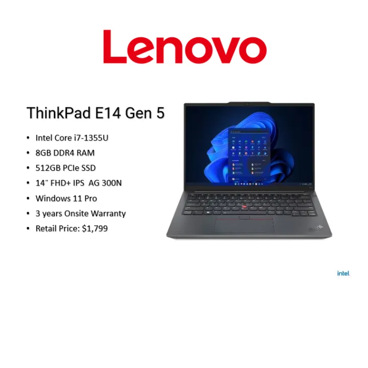 [Free upgrade to 24GB +Brand New] Lenovo ThinkPad E14 Gen 5 | 14" FHD ...