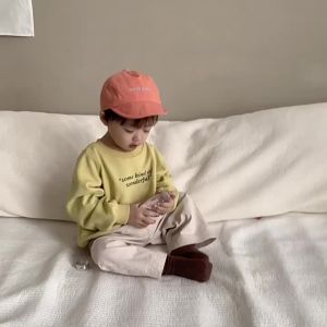 Childrens Letter Print Sweatshirt Set Spring Clothes Korean Style Kids Spring Outfit Boys Long Sleeve Long Pants Set Baby Spring Outfit
