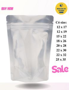Túi zip bạc đứng 1KG loại tốt - Cổ 12 x 17 đến 25 x 35 cm