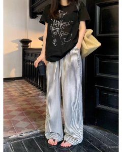 Quần dài ống rộng kẻ sọc mùa hè STRIPE PANTS chất cotton xốp mềm