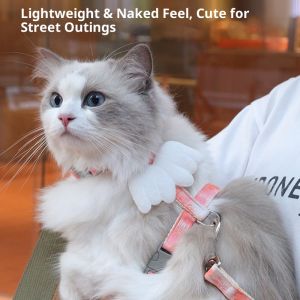 QIHUISHI Yếm cho mèo cánh dễ thương với thiết kế chống thoát hiểm vải Gradient thoải mái để đi bộ an toàn