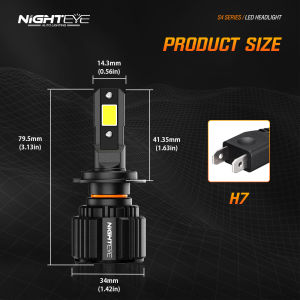 NIGHTEYE S4 LED Car Headlight bulbs 9005 HB3 9006 HB4 H4 H7 H11 LED Light for Car High / Low Beam Fog Light 72W 15000LM 6500K Super Bright Plug and Play 2Pcs