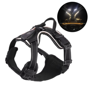 YAZHE Adjustable LED Dog Harness Light Up Rechargeable Luminous Pet Chest Strap Durable Flashing Dog Glow Vest for Night Walking