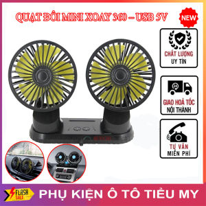 Quạt Máy Đôi Mini Cổng USB 5V Xoay 360 độ Dùng Trên Ô Tô Xe Tải Bàn Làm Việc Bàn Học