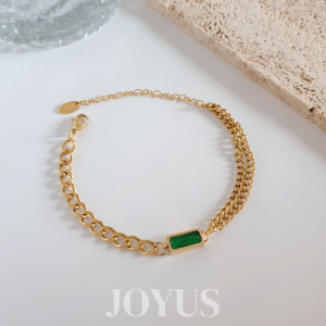JOYUS Libbie Titanium Stainless Steel 18K Gold Waterproof Green Zircon Bracelet Birthday Gift Box