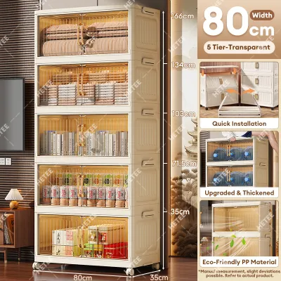 HETEEMALL 40-95CM Foldable Stackable Wardrobe Cabinet with Wheel durabox Plasticclothes storage organizerr cabinet for clothes