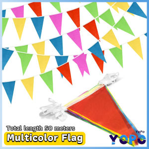 YoPo 40 Meter Multicolor Decorative Flag Bunting Triangle Flags Birthday Party Grand Opening Decorations