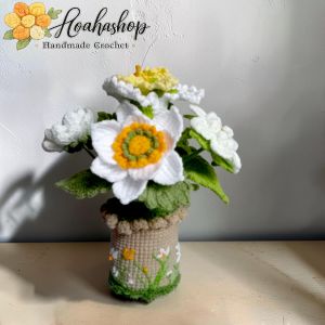 Chậu Hoa Len Handmade trang Trí Bàn Làm Việc | Quà Tặng Handmade Cao Cấp | Crochet Flower Pot