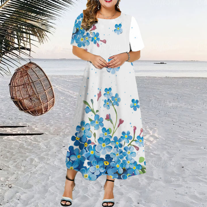sachin and babi light blue dress Women Dress Summer MODERN NEW SAGA Woman Long Dresses Short Sleeve Floral  Print Casual Beach Dress Party Dress Plus Size Buy cheaply on Joom