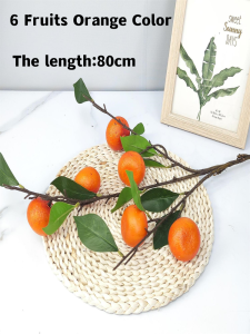 6 Fruits Orange color Simulation Artificial Orange Tree Branch For Living Room Furnishings Floral Decoration Festival Ceremony CNY Decoration