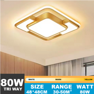 【COD 5 Years Warranty】Nordic Creative Ceiling Lights 80W Led Tricolor Dimmable Chandelier ceiling light Modern Minimalist Design Chandelier Ceiling Lights Surface Mounted for Bedroom Living Room Corridor Dining Room Balcony house sala Light home decor