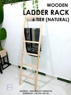 RUSTIC LADDER TOWEL RACK | RAK TUALA TANGGA HIASAN | HOME DECO | DEKO RUMAH | ROOM DECORATION | DEKORASI BILIK | WOODED LADDER RACK