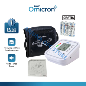 COD TaffOmicron Tensimeter Digital Pengukur Tekanan Darah Tinggi Akurat Suara + Baterai AAA 4 Pcs
