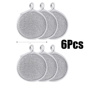 6/3/1PCS Magic Silver Wire Dishwashing Sponge Wipe Reusable Double Side Sponges Household Kitchen Pan Pot Dish Cleaning Tools