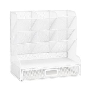 Sturdy Metal Desk Storage Rack 9Grid Compartment Design For Pens Notebooks Container Office School Supplies Organizer