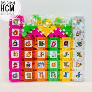 [HÀNG VN - LE GO TO] Đồ chơi túi lắp ráp xếp hình abc có in chữ hình cho bé thích lắp ghép khối vuông to quả cầu