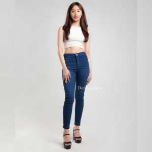 Bellvanya-Celana Higwaist Pensil Wanita Navy Blue Celana Skinny Jeans Wanita Hig waist