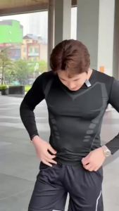 GEPO Áo Giữ Nhiệt Áo Legging Nam Dài Tay Chuyên Tập Gym Chạy Bộ Đá Bóng