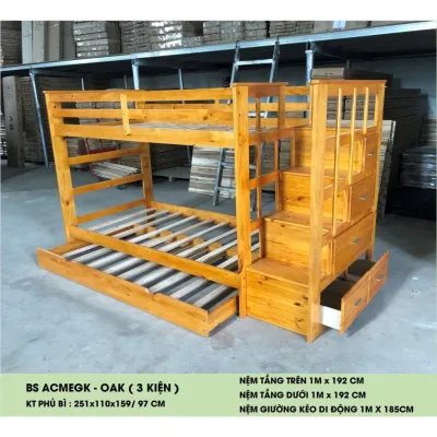 Giường 3 tầng xuất khẩu ACME gỗ tự nhiên giường tầng cho bé