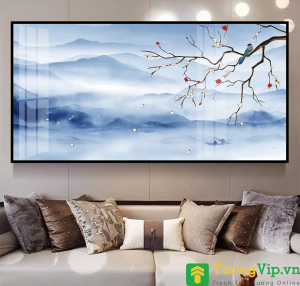 Tranh Laminate Tráng Gương - Tranh Treo Tường Nghệ Thuật Trang Trí Phòng Khách Phòng Làm Việc Phòng Ngủ Hoa Và Chim