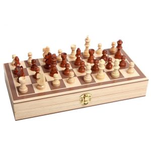 CHUNIY 1 set Folding Chessboard ic Wooden Foldable Chess Games Puzzle Game Chess Set Checkers