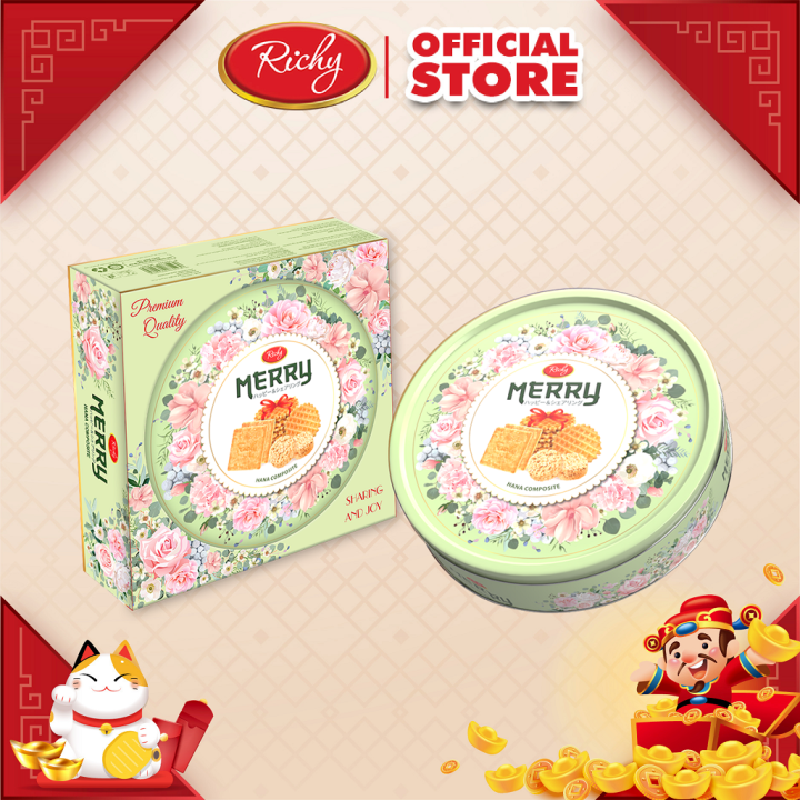 [NEW] Bánh Richy Merry hoa xanh - Bánh thập cẩm 333g hộp thiếc - Richy ...