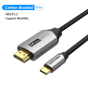 Vention Type C to HDMI Cable 4K 60Hz Thunderbolt 3 2.2 Video Cable With phone to tv HDMI Cable for Samsung Galaxy S10/S9 Huawei Mate 20 P20 Pro USB C HDMI Cable Cellphone Laptop