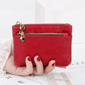 YUNAFIN Fashion Short Small with Key Ring Card Holder Wallet Mini Coin Purse Keychain