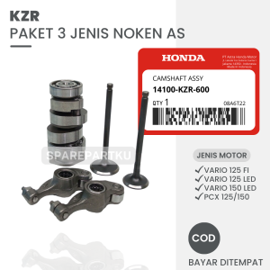 KZR PAKET NOKEN AS VARIO 125 / HEMAT 3 JENIS NOKEN + KLEP PAYUNG + PELATUK / VARIO 125 FI / 125 LED OLD / 150 LED / PCX 125 / PCX 150 / CHAMSHAFT ASSY NOKEN AS KZR / KLEP VARIO 125 / PELATUK HONDA