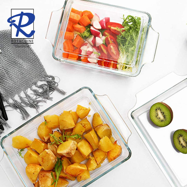 Royal Dine Canterbury Rectangular Glass Casserole with Cover  Borosilicate Glass Baking Dish Oven Safe Serving Dish Bakeware Lazada PH