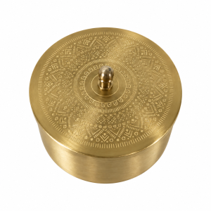 Brass Dry Fruit Box with Lid | Storage Container for Dry Fruits Mukhwas & Gifting (Pack of 1 Pc | Size - 3*2.5 Inch)