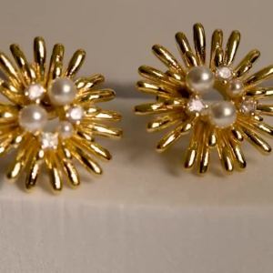 Mikana Glamour Pins 14k Gold Plated Kyedae Stud Earrings for Women wedding bridal party fidget