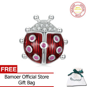 BAMOER 925สเตอร์ลิงเงินเรืองแสงลูกปัดผีเสื้อเต่าทองจี้เคลือบแมลงสำหรับสร้อยข้อมือผู้หญิง SCC2731เครื่องประดับ DIY