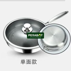 SUS 316 Keluli Tahan Karat Non Stick Honey Comb Frying Pan dengan penutup kaca/Pok dengan pemegang