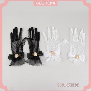 GUCHEN4🎀 Cô Gái Lolita lưới cung hoa ren Găng tay đen trắng ren găng tay Lolita ren tay áo Cosplay đồ trang sức