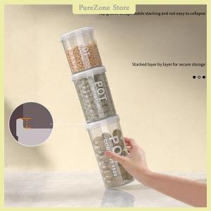 [PureZone] Kitchen Grains Sealed Container Transparent Snack Storage Container Anti-Moisture Cereals And Grains Sealed Storage Barrel Box