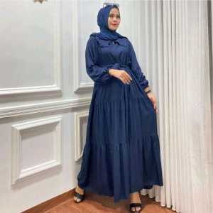 Midi Dress Crinkle Uragiri Ziper Depan (Busui) Model Terbaru Kekinian gamis rayon polos