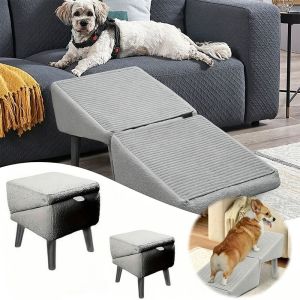 PAZNUL Non Slip Dog Ramp Stairs Plush Foldable Pet Footstool Portable Dog Steps Sofa