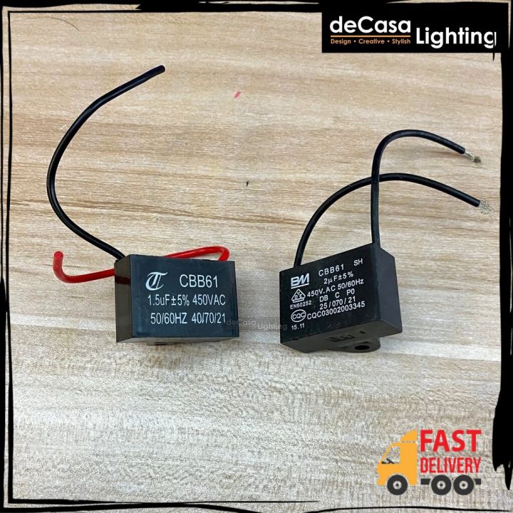Decasa Lighting 1.5uF / 2uF CBB61 Fan Starter / Fan Lampblack Machine