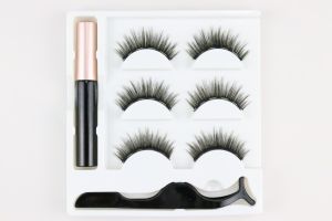 F.six 3 Pairs Magnetic Eyelashs Set Liquid Eyeliner& Magnetic Lashes & Tweezer Eyelash Extension Tools