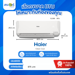 HAIER CLEAN COOL INVERTER (VQAC) ไฮเออร์ รุ่น คลีนคูล เครื่องปรับอากาศ แอร์ติดผนังระบบอินเวอร์เตอร์ (สินค้าส่งฟรีพร้อมช่างติดตั้ง) ❄️