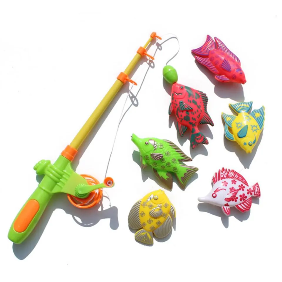 Kids Fishing Game with Fishing Rod and Realistic Fish Pool Fishing Toy Set  Safe Durable Fishing Toy Gift for Babies Boys Girls(Random Color) 